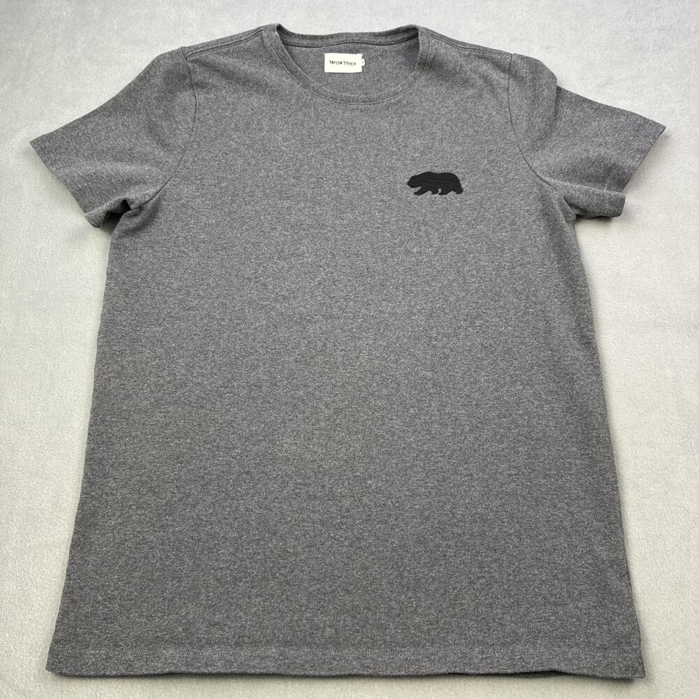 Taylor Stitch Shirt Mens 40 Gray Bear Logo Recycled Cotton Blend Crewneck Tee